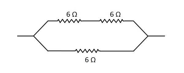 connect three resistors, each of resistance 6 ohm, so the combination has a resistance of 4 ohm